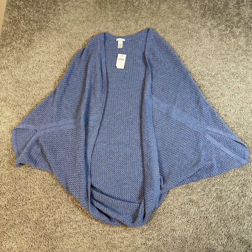 J Jill Sweater Womens S/L Blue Shrug Pure Jill Open-Knit Wrap Lightweight NWT